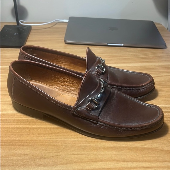 Allen Edmonds Brown Leather Loafers with Metallic Detail - Picture 6 of 8